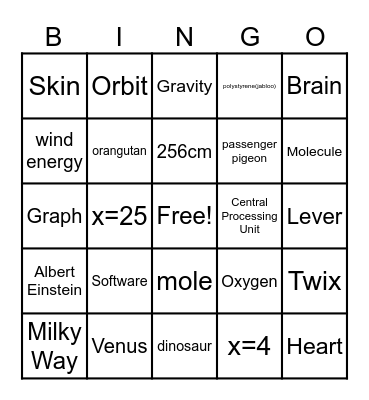 STEM Bingo Card