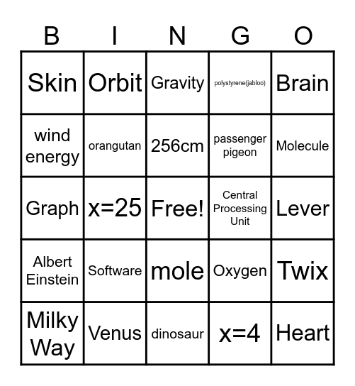 STEM Bingo Card