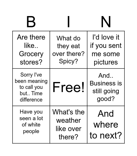 Marc Bingo Card