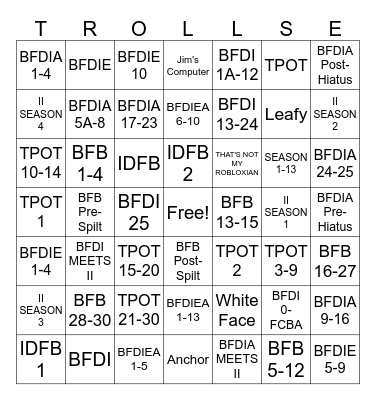 BFDI HISTORY & OPPOSITES Bingo Card