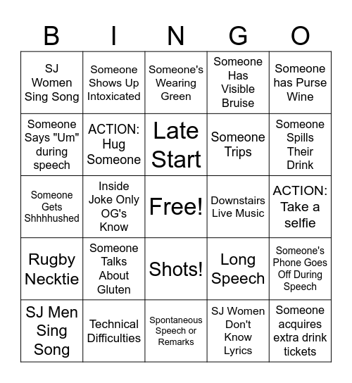 SJ Women's Rugby Awards 2025-2026 Bingo Card