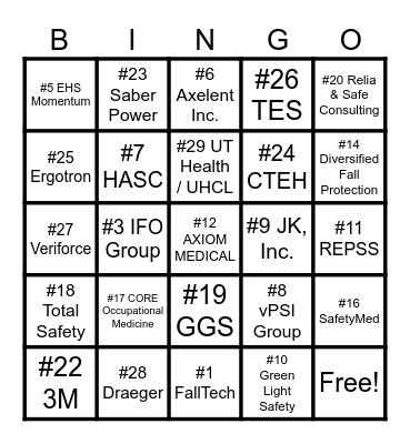 EXHIBITOR BINGO Card