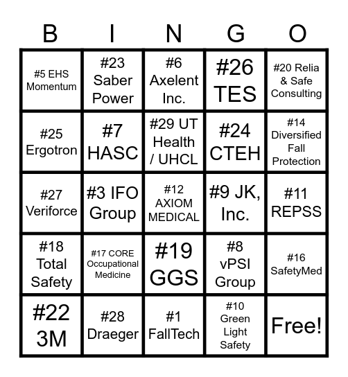 EXHIBITOR BINGO Card