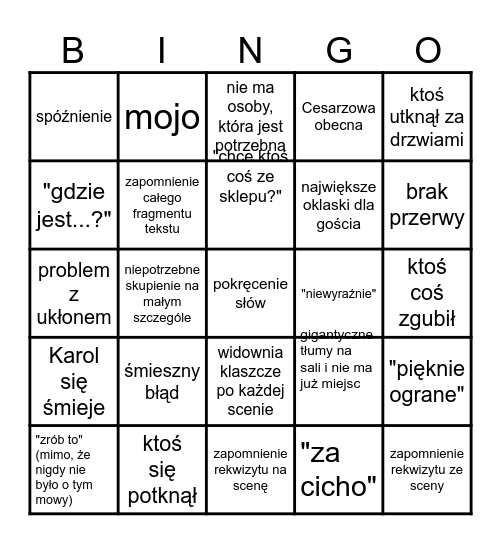 Generalna Premiera - Ławka'26 Bingo Card