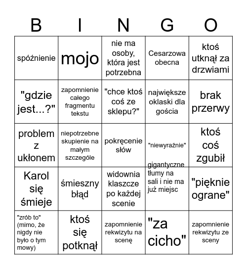 Generalna Premiera - Ławka'26 Bingo Card