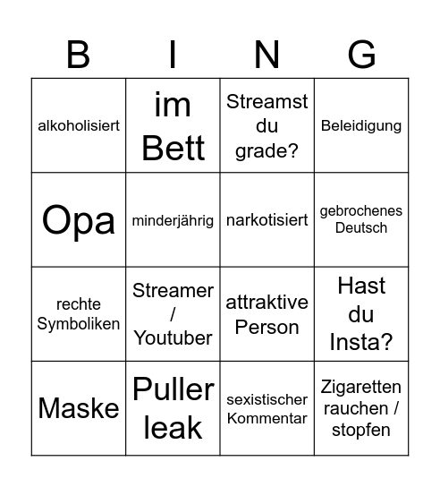 OME TV Bingo Card