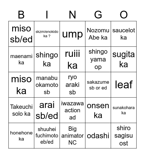 KGB BINGO Card