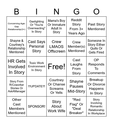 SRRS Bingo Card