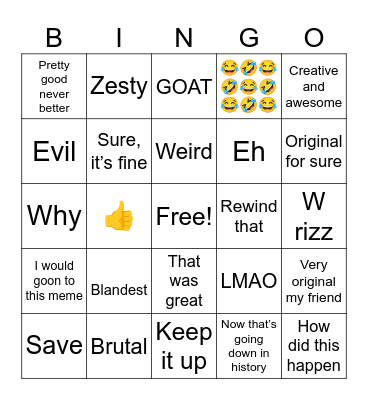 Funny moments bingo Card
