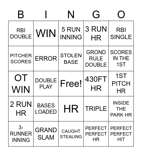 THE SHOW Bingo Card