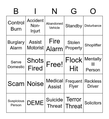 Dispatch Bingo Card