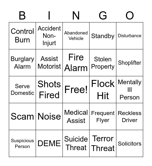 Dispatch Bingo Card