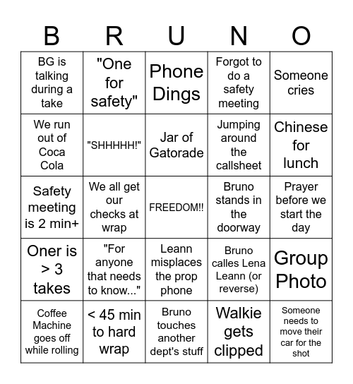 LAST DAY! Bingo Card