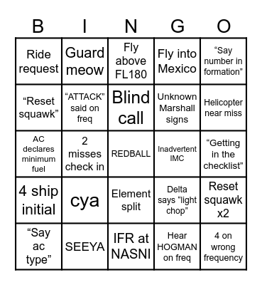 SAN DIEGO XC Bingo Card
