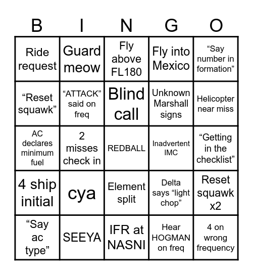 SAN DIEGO XC Bingo Card