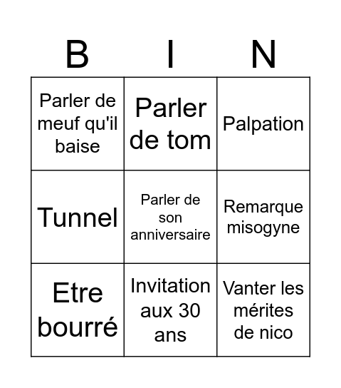 Mattheus Bingo Card
