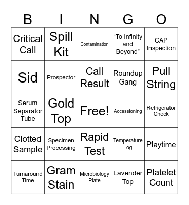 Lab Week Bingo Card
