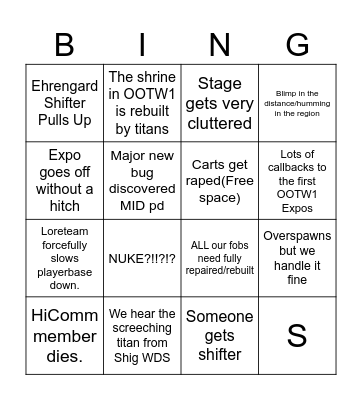 Iliad Bingo Card