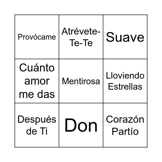 Bingo musical Bingo Card