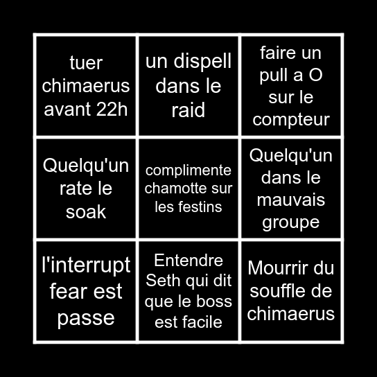 WIPE CHIMAERUS Bingo Card