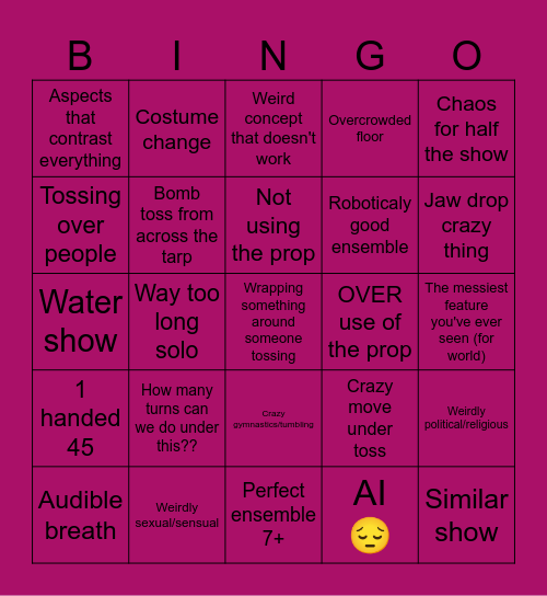 Finals Bingo Card