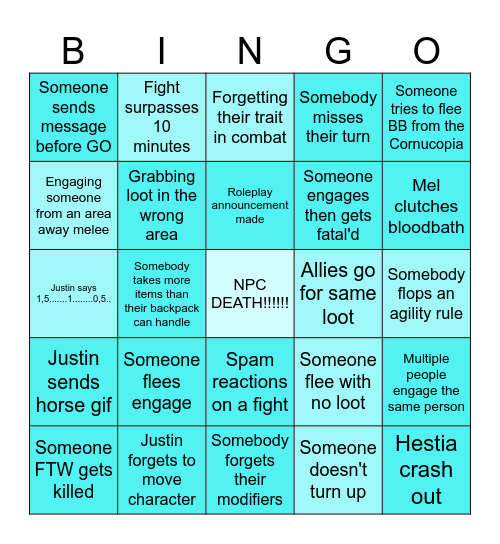 27th Bloodbath!!!!!! Bingo Card