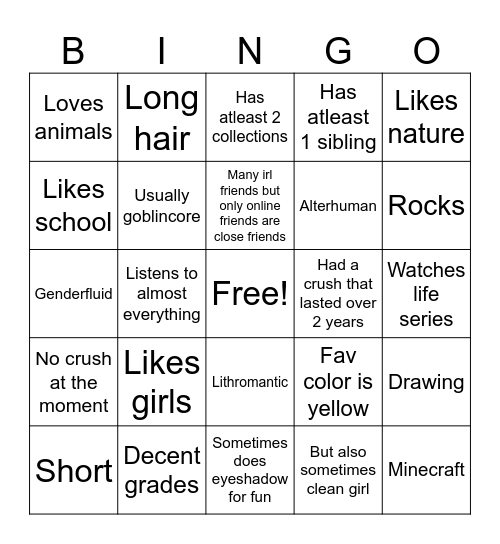 How much are you like me Bingo Card