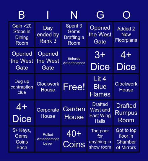 Blue Prince Bingo Card