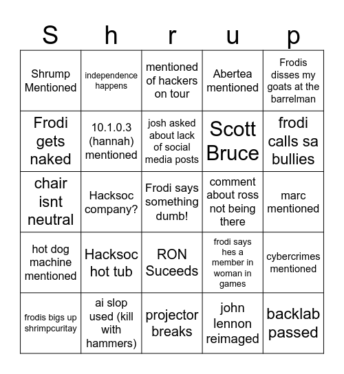AGM BINGO Card
