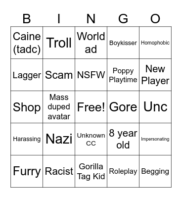 Blobtown Bingo Card