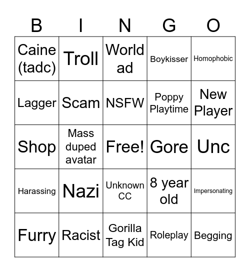 Blobtown Bingo Card