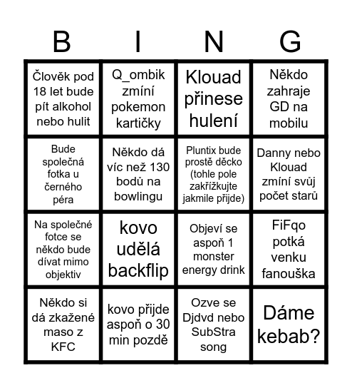 CSGD Sraz Bingo Card