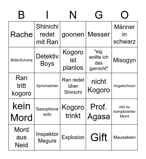 Conan Bingo Card