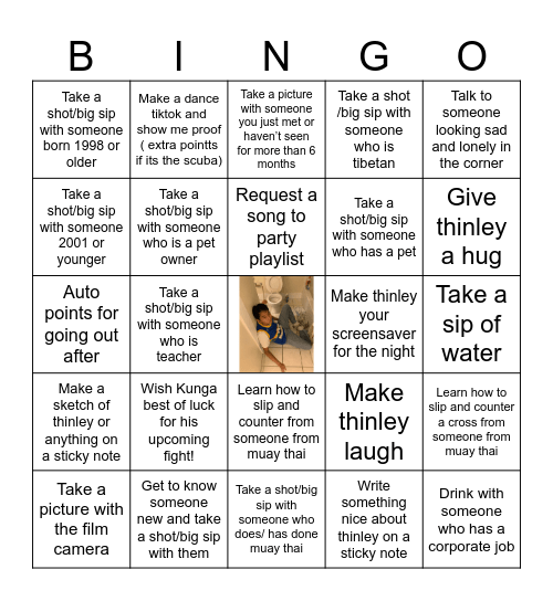 Thinley’s 26th bday Bingo Card