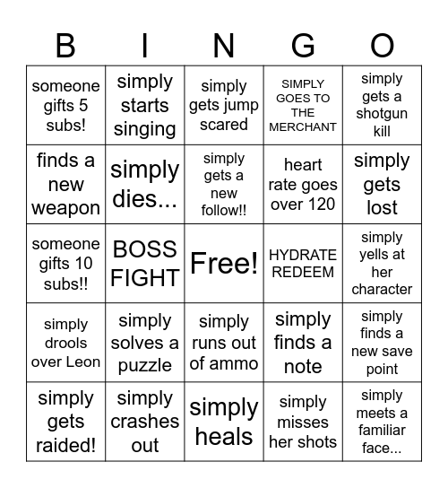 Resident Evil 4 Bingo Card