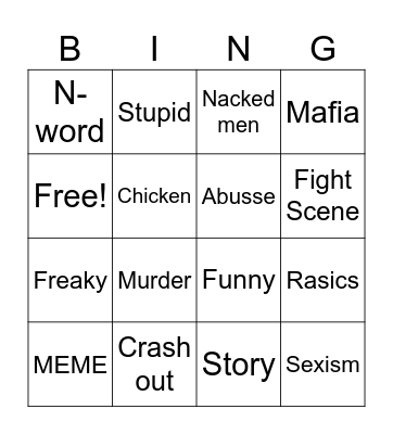 Boomdock bingo Card
