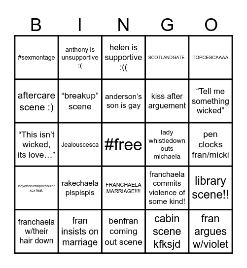 franchaelamp’s s5 bingo bash Bingo Card