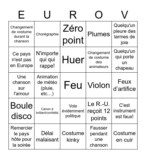 Bingo Eurovision 2026 Bingo Card