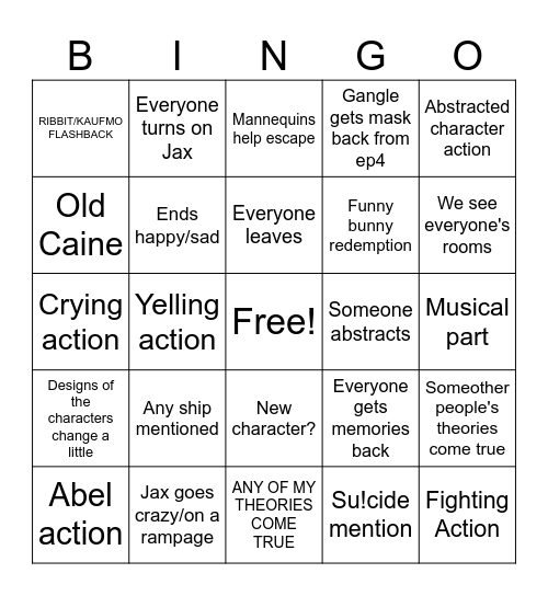 Tadc ep9 bingo Card