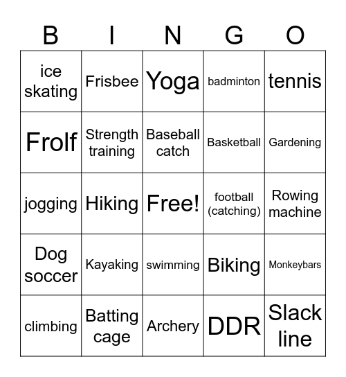 Boredom Buster Bingo Card