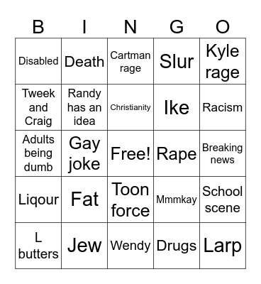 SOUTH PARK Bingo Card
