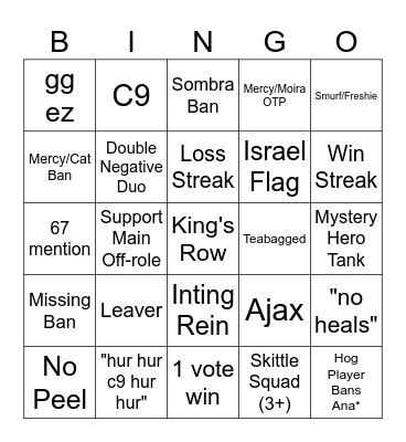 Drives Bingo Card