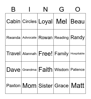 GRANDMA’S BIRTHDAY BINGO Card