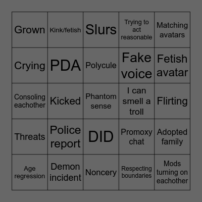 Proximity chat bingo revamped Bingo Card