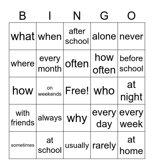 unit 3 - Nature Bingo Card