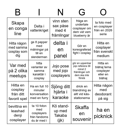 Närcon Bingo Card
