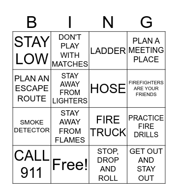 Fire Safety Bingo Card