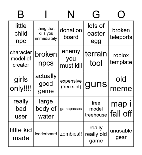 little rolbox game Bingo Card