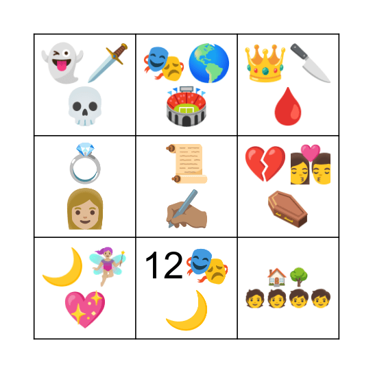 Shakespeare Bingo Card