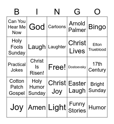 Holy Humor Sunday Bingo Card